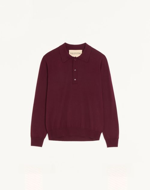 Valentino - Valentino Wool Polo With Vlogo Embroidery - Maroon - Man - Shelf - Mrtw - Formalwear (refined Structures)