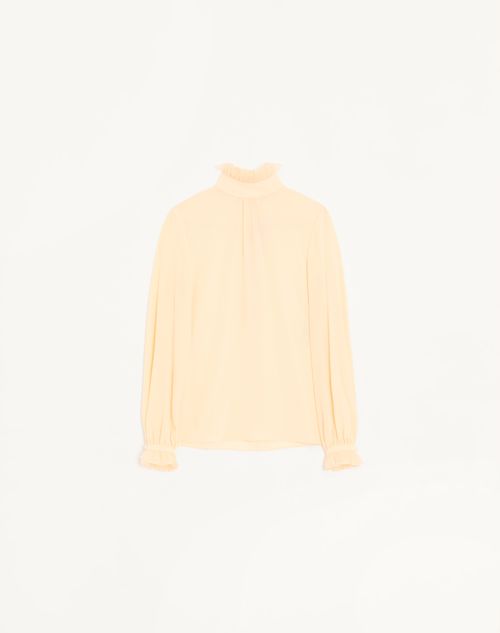 Valentino - Crepe De Chine Top - Birch - Woman - Shirts And Tops