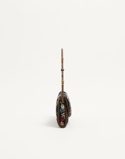 Valentino Garavani - Valentino Garavani Devain Embroidered Small Shoulder Bag - Black/multicolor - Woman - Shoulder Bags