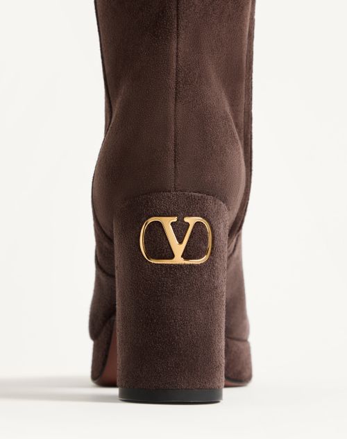 Valentino Garavani - Fawcette Platform Boot In Crust Leather 90mm - Ebony - Woman - Boots And Ankle Boots
