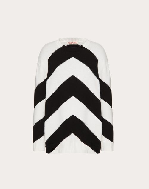 Valentino - Wool Sweater - Ivory/black - Woman - Knitwear