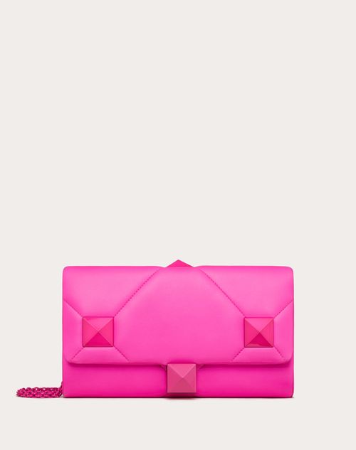 Valentino Garavani - Roman Stud Nappa Leather Maxi Clutch Bag - Pink Pp - Woman - Clutches
