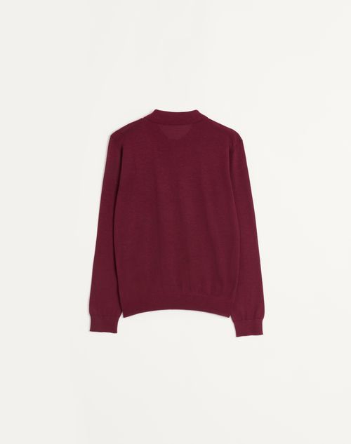 Valentino - Long-sleeve Cashmere And Silk Polo Shirt With Vlogo Signature Embroidery - Rubin - Man - Knitwear