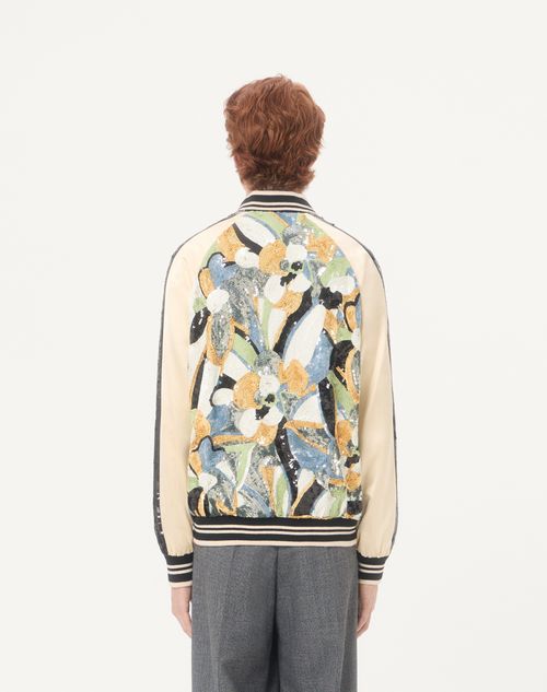 Valentino - Valentino Souvenir Silk Jacket With Embroidered Sequins - Multicolour - Man - Outerwear