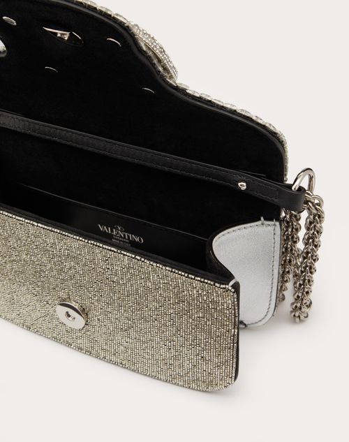 VALENTINO GARAVANI - VLOGO small crystal-embellished leather shoulder bag