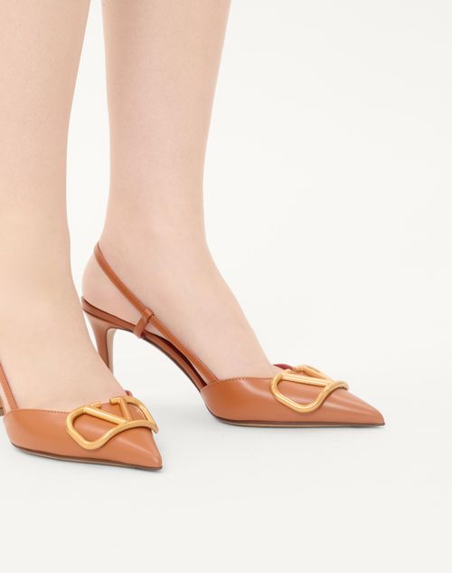 Valentino Garavani - Vlogo Signature Calfskin Slingback Pump 80mm / 3.15 In. - Almond - Woman - Pumps