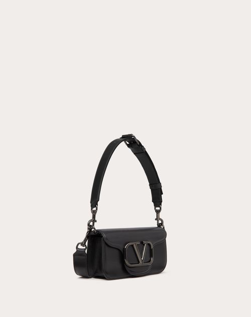 Mini Locò Crossbody Calfskin Bag for Man in Black | Valentino CH