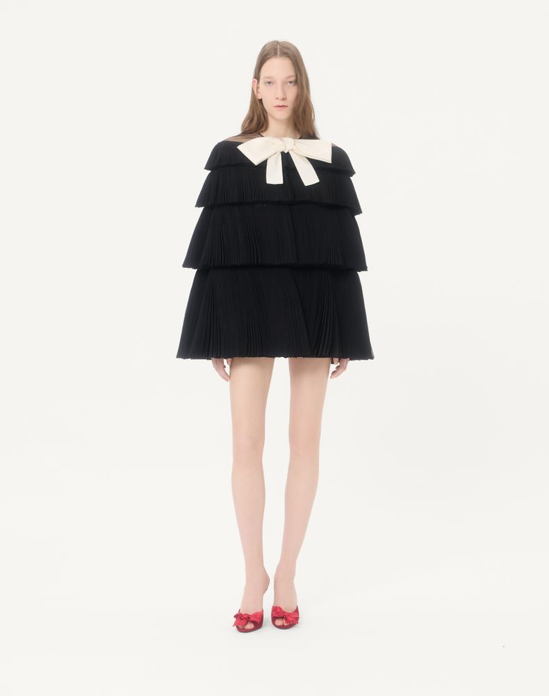 Valentino Embroidered Organza Cape Woman Black/Butter 38