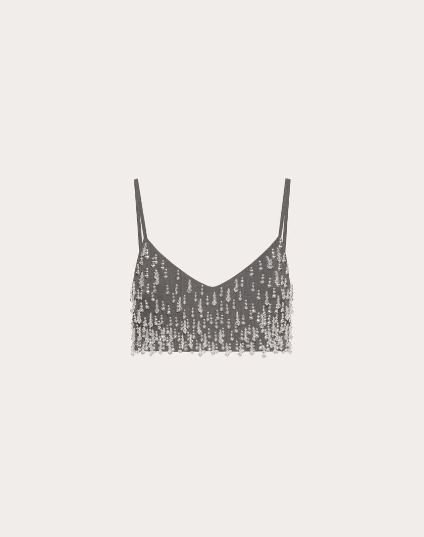 Valentino Handbags Top In Active Gabardine Ricamato per Donna in Grigio | Valentino IT