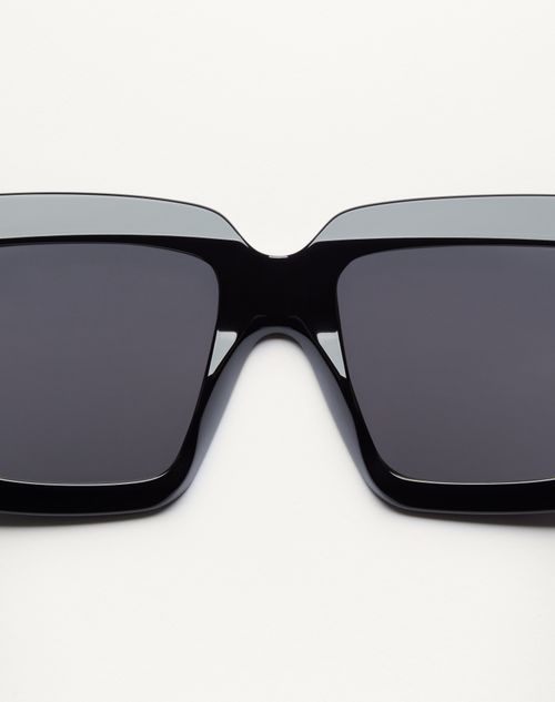 Valentino - Rectangular Acetate Eyewear - Black/ivory/grey - Woman - Eyewear