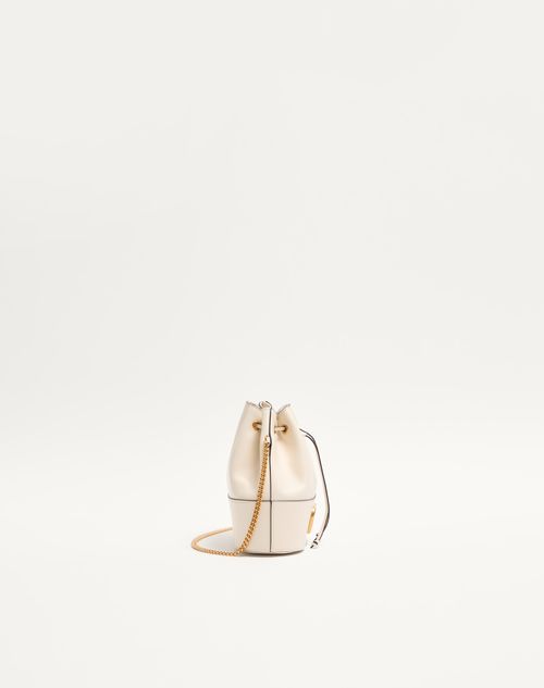 Valentino Garavani - Mini Borsa A Secchiello Vlogo Signature In Nappa - Light Ivory - Donna - Borse A Spalla