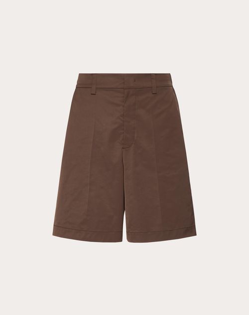 Valentino - Nylon Bermuda Shorts With Maison Valentino Rubber Label - Camel - Man - Trousers And Shorts