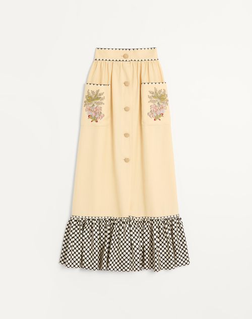 Valentino - Gonna Lunga Ricamata - Betulla/multicolor - Donna - Gonne