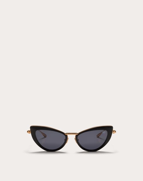 Valentino - Viii - Cat-eye Titanium And Acetate Stud Frame - Black/grey - Woman - Eyewear