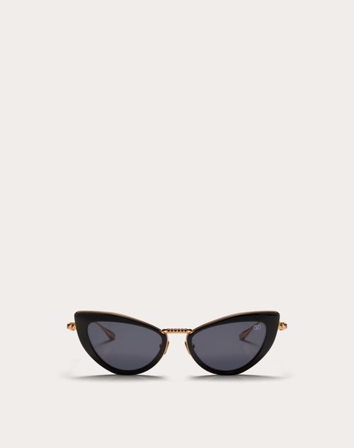 Valentino - Viii - Cat-eye Titanium And Acetate Stud Frame - Black/gray - Woman - Gifts For Her