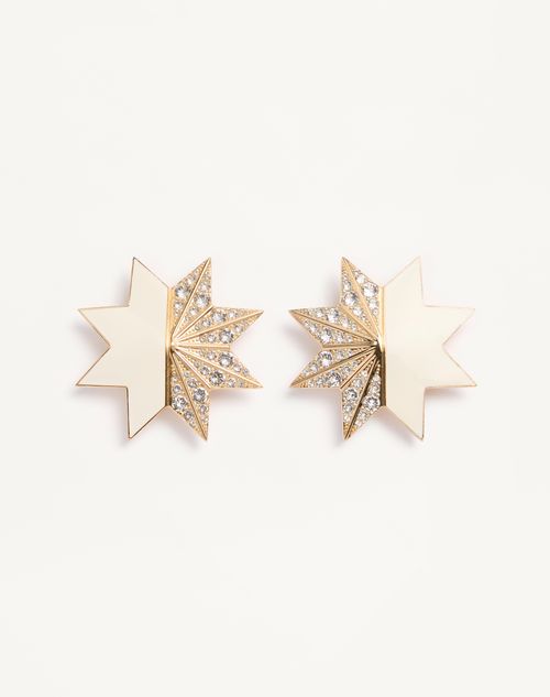 Valentino Garavani - Pas Plus Earrings In Metal, Enamel And Swarovski® Crystals - Gold/crystal - Woman - Fashion Jewelry