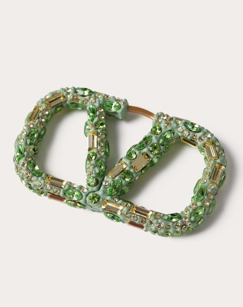 Valentino Garavani - Vlogo Signature Rhinestone Earrings In Metal, Enamel And Matching Crystals - Gold/green/multicolour - Woman - Woman Bags & Accessories Sale