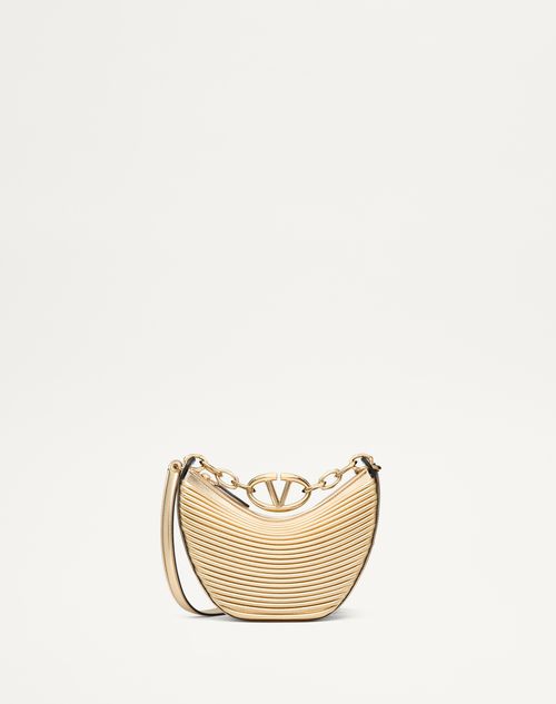 Valentino Garavani - Mini Vlogo Moon Hobo Bag In Metallic-effect Nappa Leather With Chain - Mekong - Woman - Woman Bags & Accessories Sale