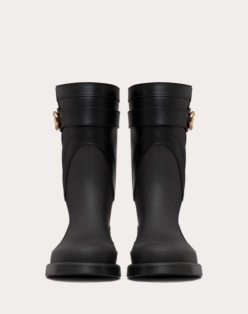 Valentino Garavani - Vlogo The Bold Edition Boot In Rubber And Calfskin 35mm - Black - Woman - Boots