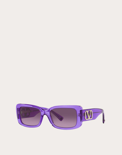 Valentino - Vlogo Signature Rectangular Acetate Frames - Purple - Woman - Eyewear