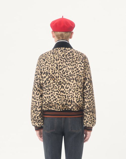 Valentino - Valentino Bomber Jacket In Wool Drape With Vgold On Side Pockets - Animal Print - Man - Outerwear