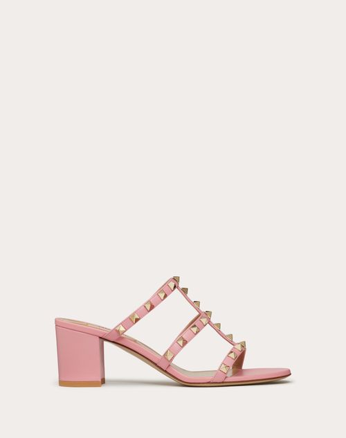 Valentino Garavani - Rockstud Calfskin Leather Slide Sandal 60 Mm - Candy Rose - Woman - Rockstud Sandals - Shoes