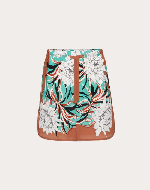 Valentino - Silk Bermuda Pajama Shorts With Street Flowers Couture Peonies Print - Turquoise/multicolor - Man - Man Ready To Wear Sale