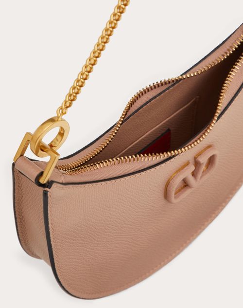 V Logo Signature Mini Leather Shoulder Bag in Gold - Valentino