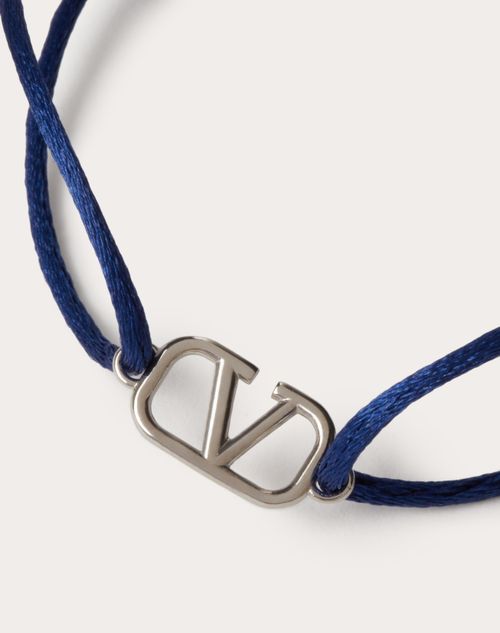del Kunstneriske modtagende Vlogo Signature Cotton Bracelet for Man in Blue | Valentino IL