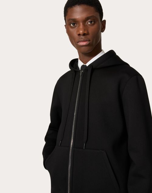 Neoprene Sweatshirt With Hood And Zipper for Man in Black Neoprene Sweatshirt With Hood And Zipper for Man in Black