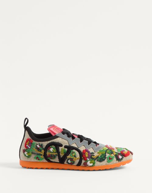 Valentino Garavani - Chromathon Canvas Sneaker With Floral Embroidery - Multicolor - Woman - Sneakers