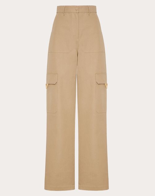 Valentino - Stretch Cotton Canvas Cargo Pants - Beige - Woman - Pants And Shorts