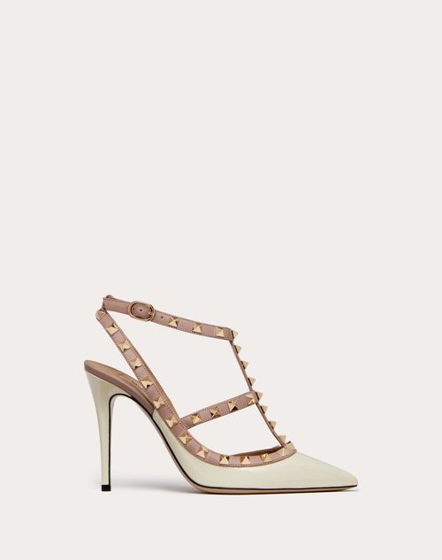 Valentino Garavani - Patent Rockstud Caged Pump 100mm - Light Ivory/poudre - Woman - Rockstud Pumps - Shoes