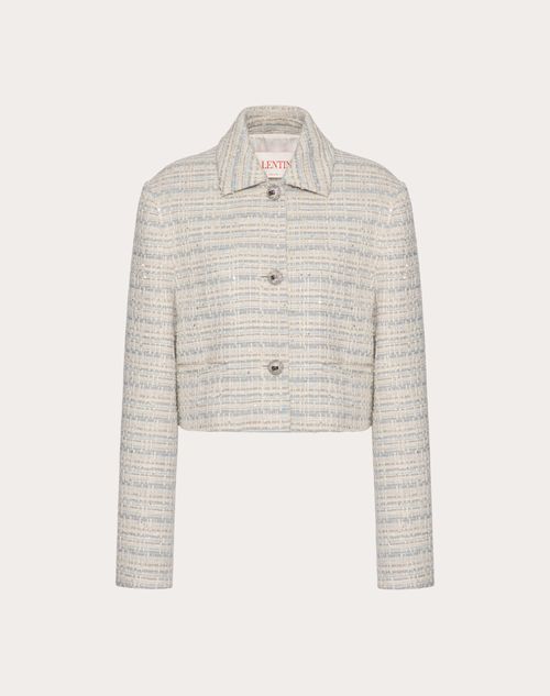 Valentino - Chaqueta De Delicate Tweed - Marfil/gris/celeste - Mujer - Abrigos Y Chaquetas