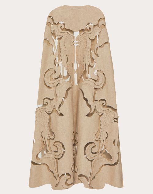 Valentino - Embroidered Linen Canvas Cape - Beige - Woman - Coats And Outerwear