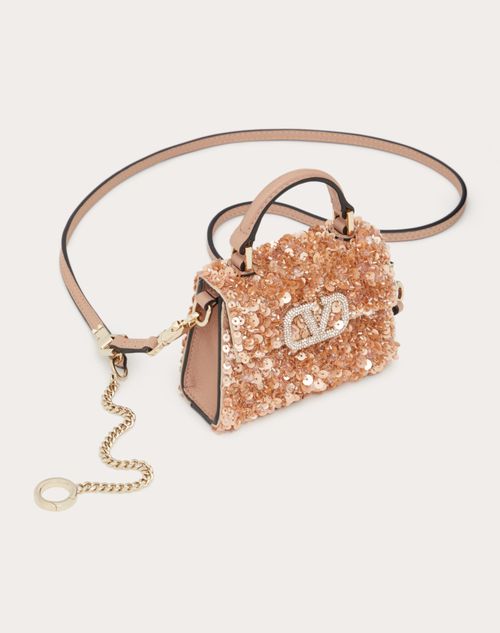 Vsling Mini Handbag With Sparkling Embroidery for Woman in Rose Quartz