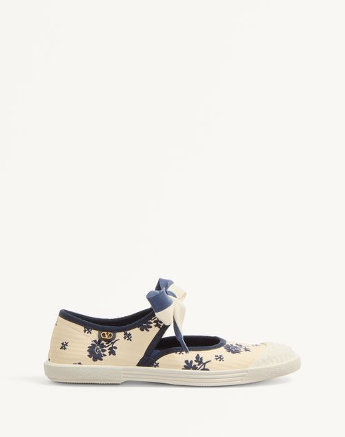 Valentino Garavani - Bay By Bay Ballerina Trainers In Papier Floral Fabric - Blue/ivory - Woman - Trainers