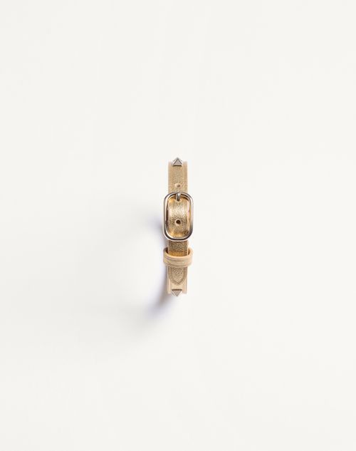 Valentino Garavani - Valentino Rockstud Laminated Leather Bracelet - Antique Brass - Woman - Jewelry