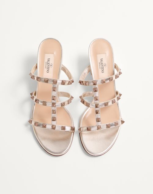 Valentino Garavani - Rockstud Metallic Calfskin Leather Slide Sandal 60 Mm - Skin - Woman - Shoes