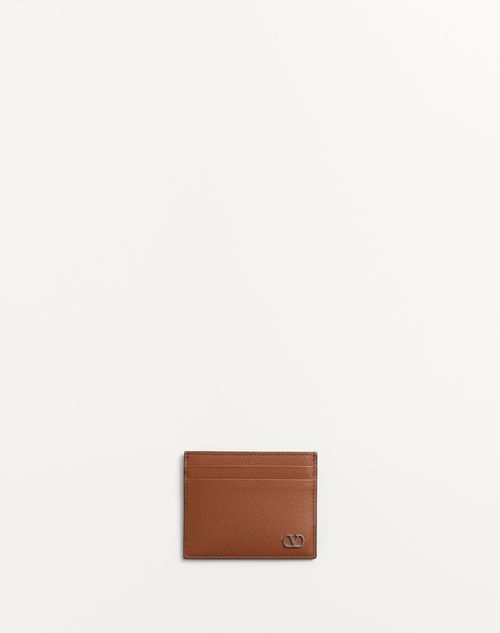 Valentino Garavani - Vlogo Signature Grainy Calfskin Card Holder - Saddle Brown - Man - Small Gifts