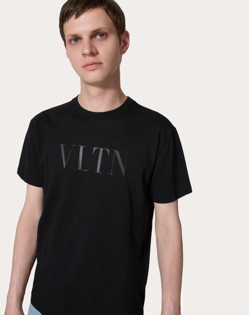 Valentino Cotton Crewneck T-Shirt with Vltn Print Man Pink PP S