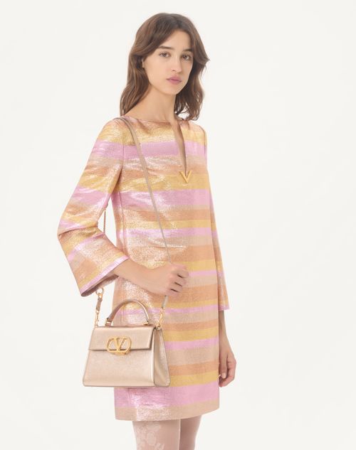 Valentino Garavani - Valentino Garavani Vsling Small Handbag In Laminated Grainy Calfskin - Champagne - Woman - Top Handle Bags