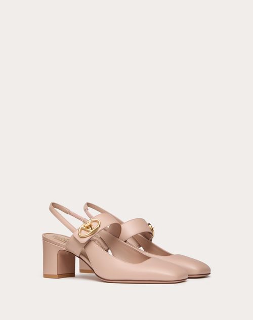 Valentino Garavani - Mary-jane Vlogo Locker Slingback Pumps In Calfskin 60mm - Beige Rose - Woman - Pumps