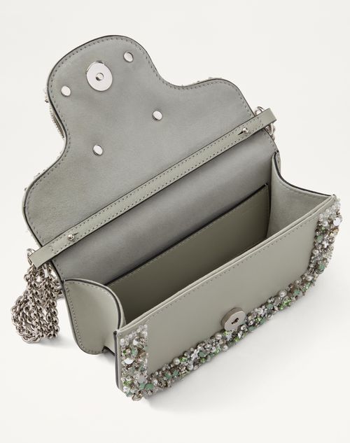 Valentino Garavani Loco Small Embroidered Shoulder Bag for Woman in Crystal grey Valentino PT