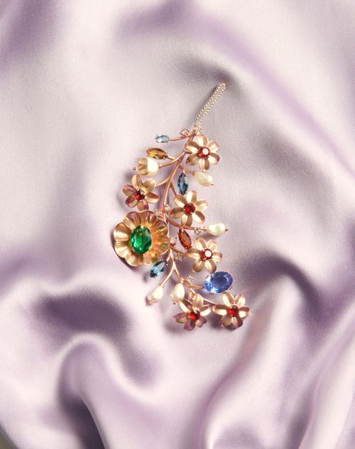 Valentino Garavani - Valentino Garavani Papier Floral Brooch In Metal, Beads And Swarovski® Crystals - Rose Gold - Man - Jewelry