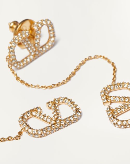 Valentino Garavani - Vロゴ シグネチャー メタル X スワロフスキー® クリスタル ピアス - ゴールド - ウィメンズ - ジュエリー