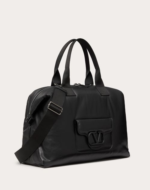 Valentino Garavani - Valentino Garavani Noir Travel Bag In Nappa Leather - Black - Man - Bags