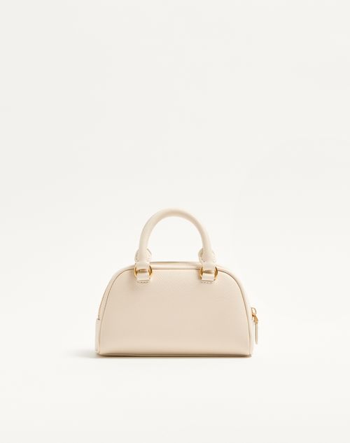 Valentino Garavani - Mini Vlogo Signature Bowling Bag In Grainy Calfskin - Light Ivory - Woman - Top Handle Bags