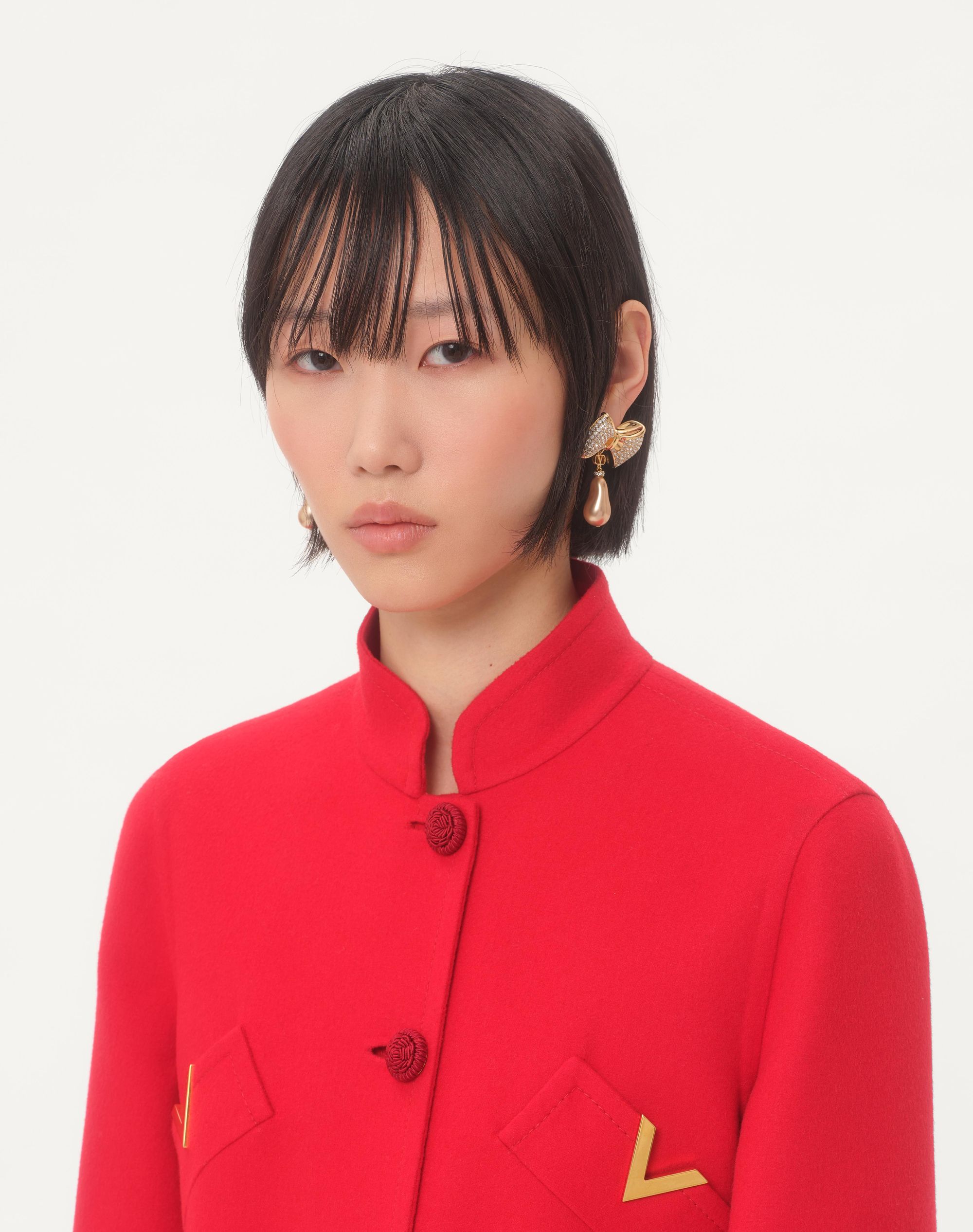 【Valentino】サンフィン メタル パール クリスタル イヤリング Valentino】サンフィン メタル パール クリスタル イヤリング