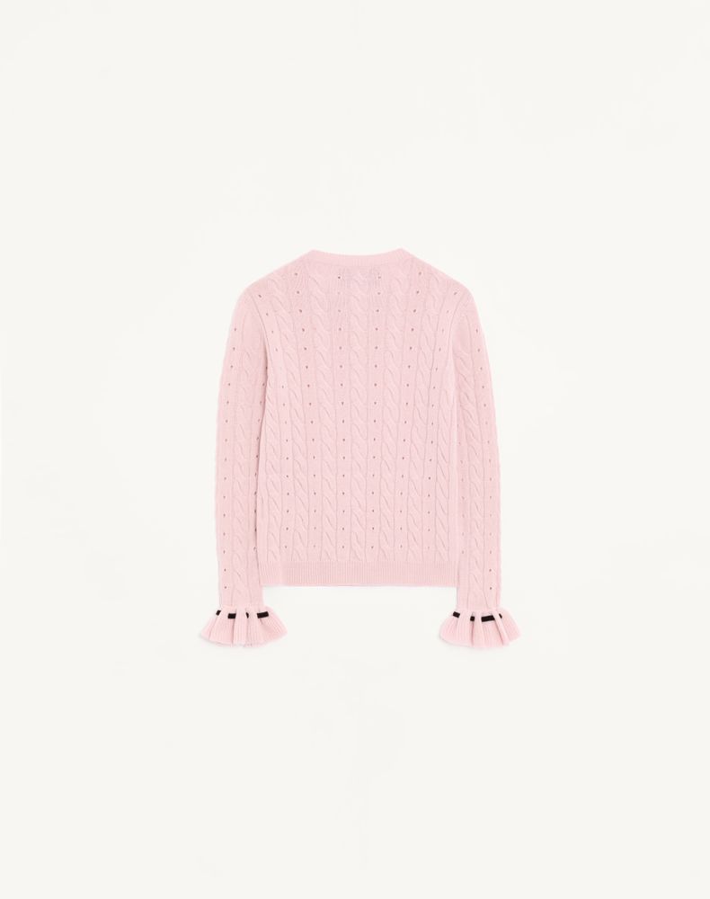 Valentino Wool Jumper Woman Grey Rose Xs